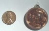 1 29mm Round Rose with Gold Lampwork Pendant